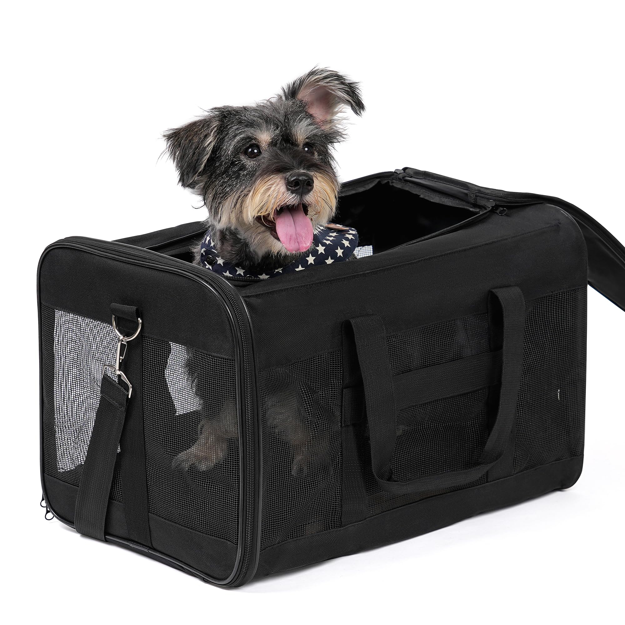 Conlun Airline-Approved Cat Carrier | Soft-Sided with Safety Leash, 15 lb - 51L x 29W x 31H cm / Black