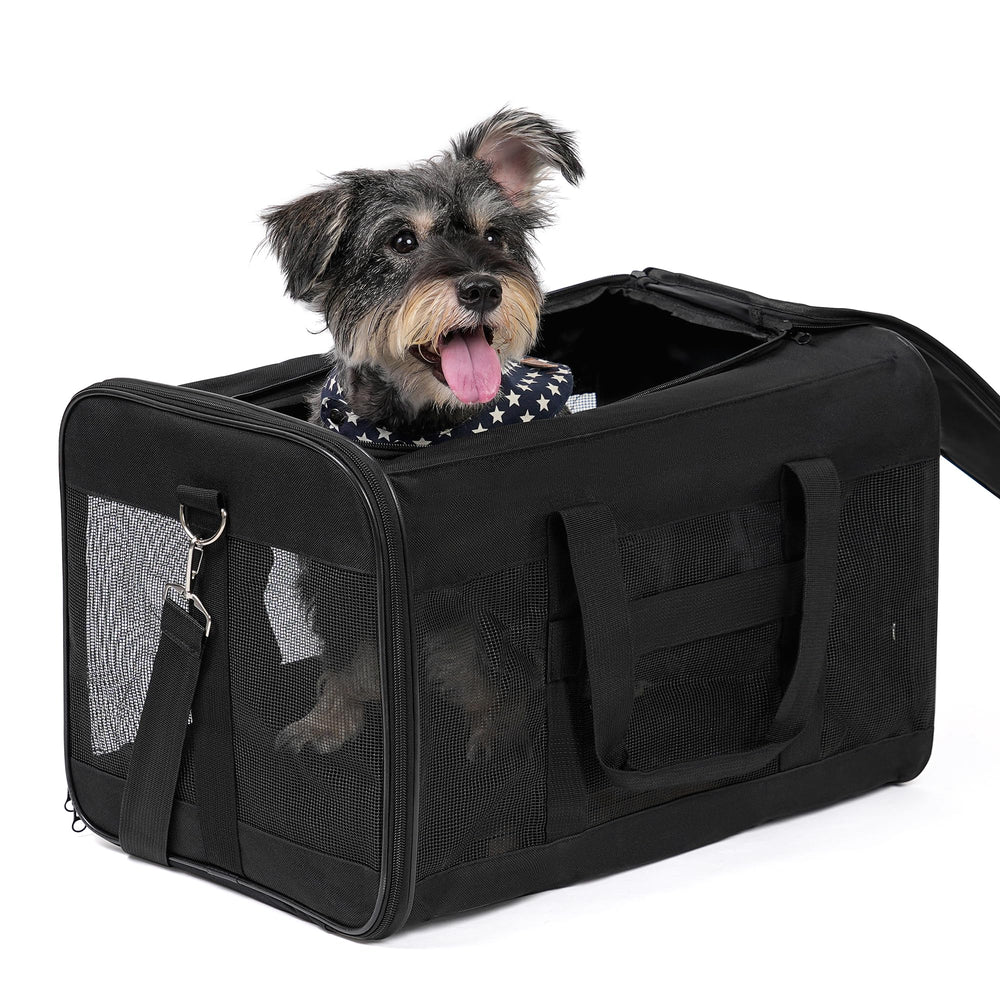 Conlun Airline-Approved Cat Carrier | Soft-Sided with Safety Leash, 15 lb - 51L x 29W x 31H cm / Black
