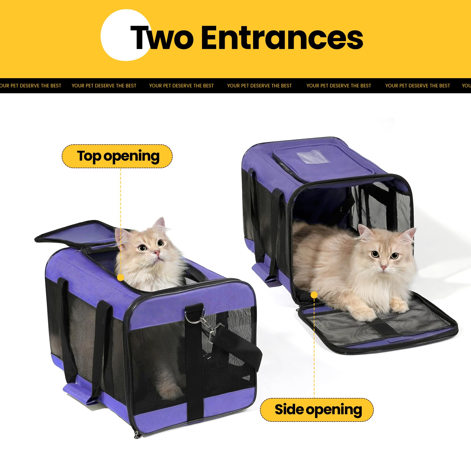 Conlun Airline-Approved Cat Carrier | Soft-Sided with Safety Leash, 15 lb - view 89