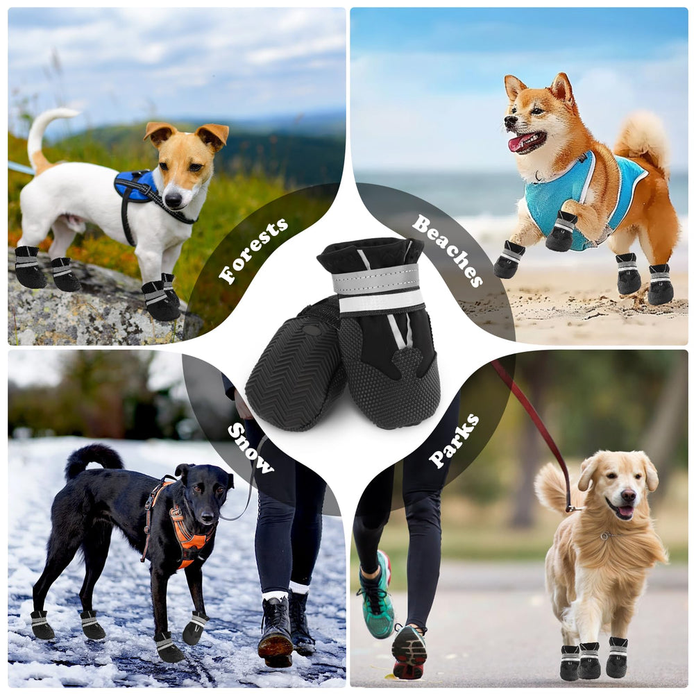 Waterproof Dog Boots 4-Pack | Reflective Paw Protectors, Non-Slip Sole - view 54