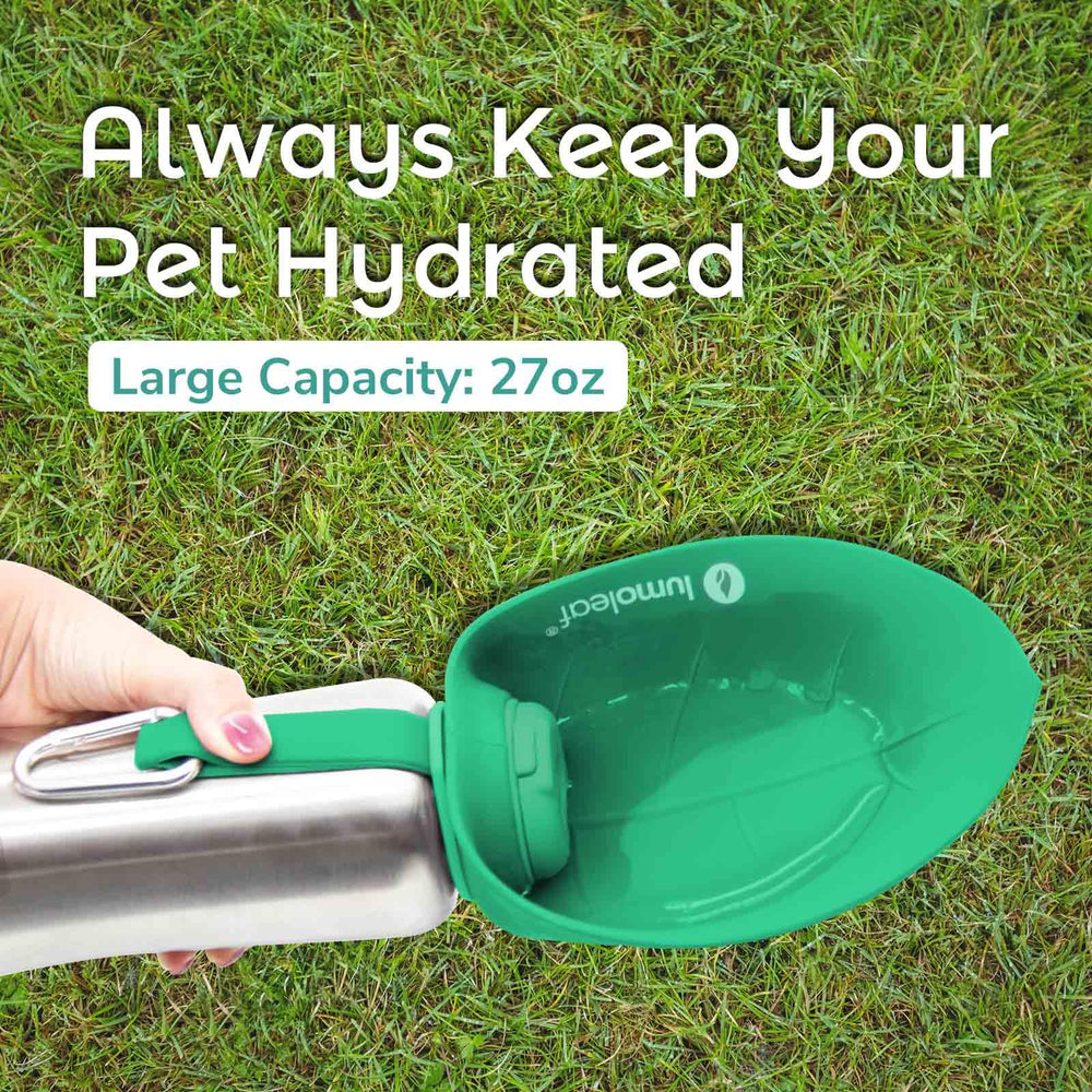 LumoLeaf 800 ml Stainless Steel Dog Water Bottle | Travel Pet Water Dispenser - detail view