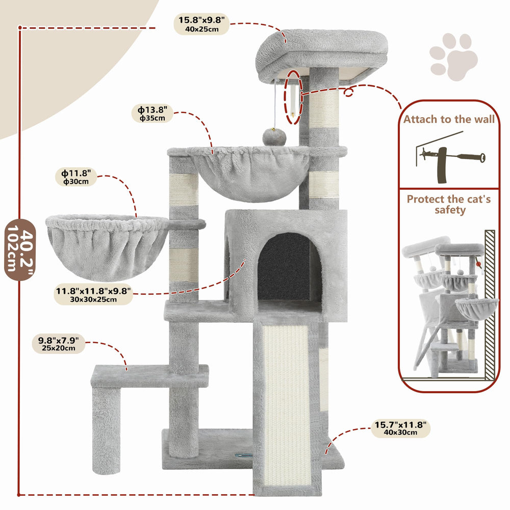 Gitelsnour Cat Tree with Condo, 2 Baskets, Hammock & Scratching Posts - feature view 16