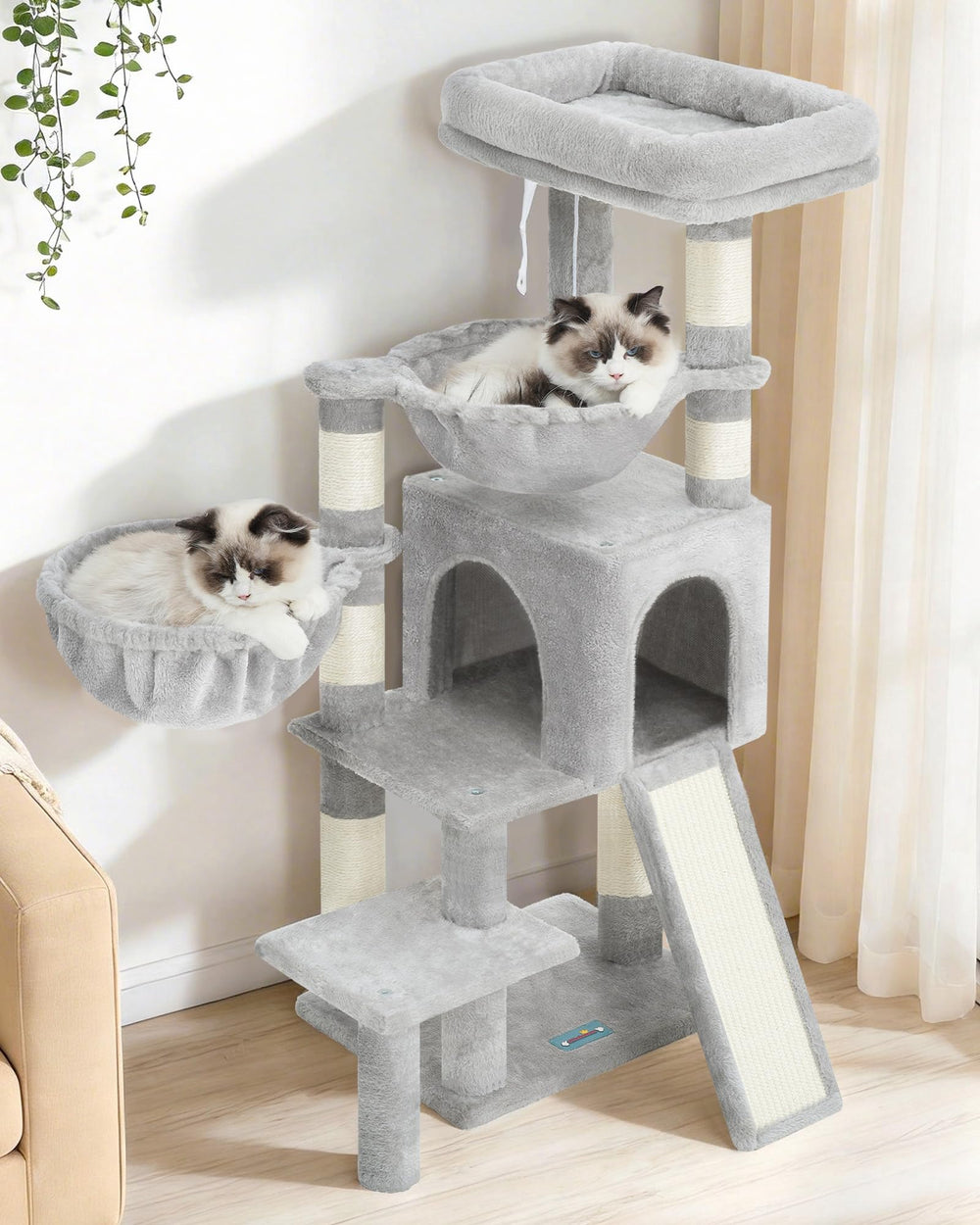 Gitelsnour Cat Tree with Condo, 2 Baskets, Hammock & Scratching Posts - feature view 19