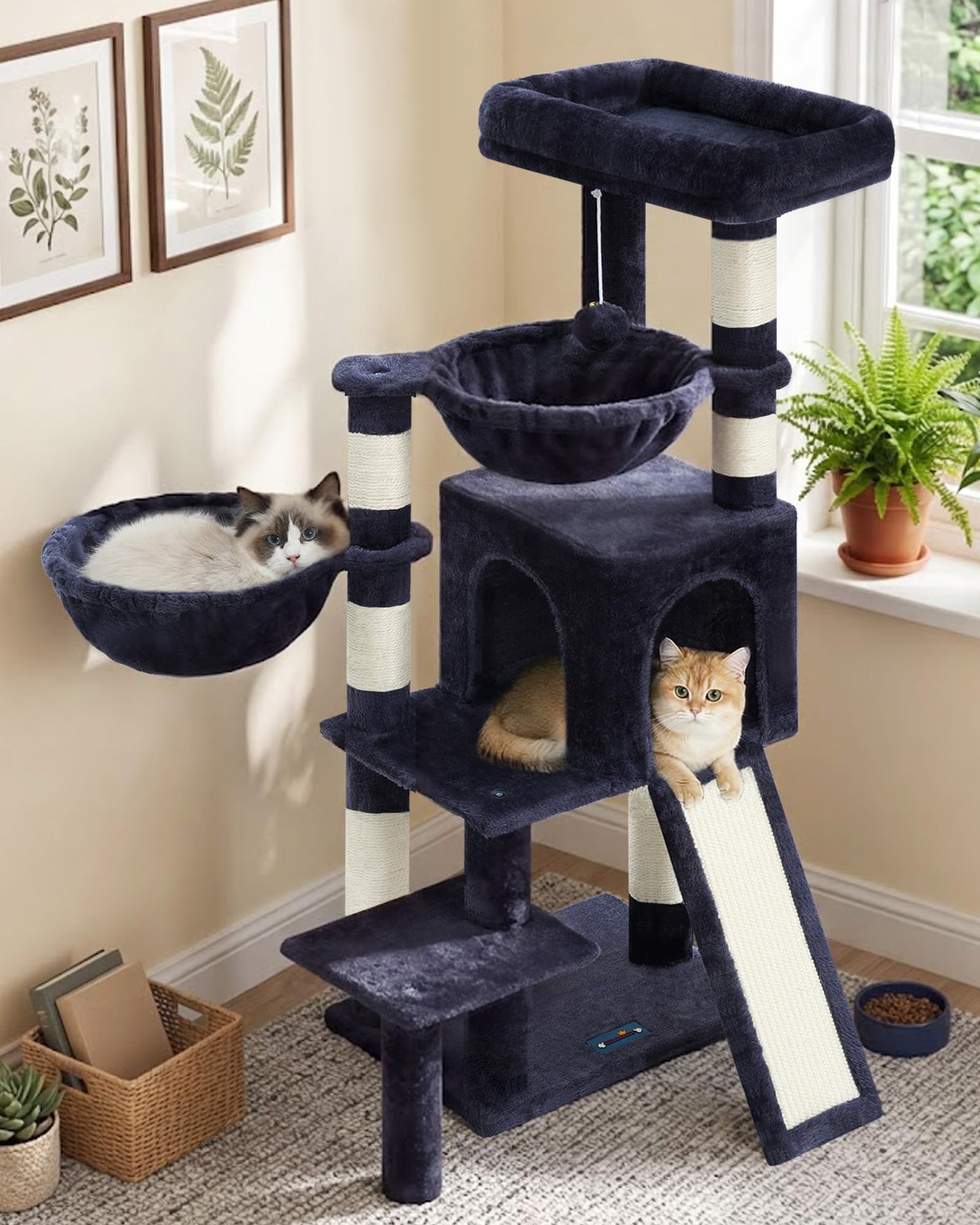 Gitelsnour Cat Tree with Condo, 2 Baskets, Hammock & Scratching Posts - feature view 35