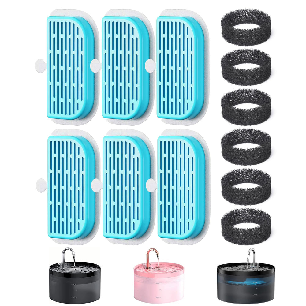 GIOTOHUN 2L Cat Water Fountain | Super Silent, LED, Multi-Stage Filter - Parts-6 Filters +6 Sponges