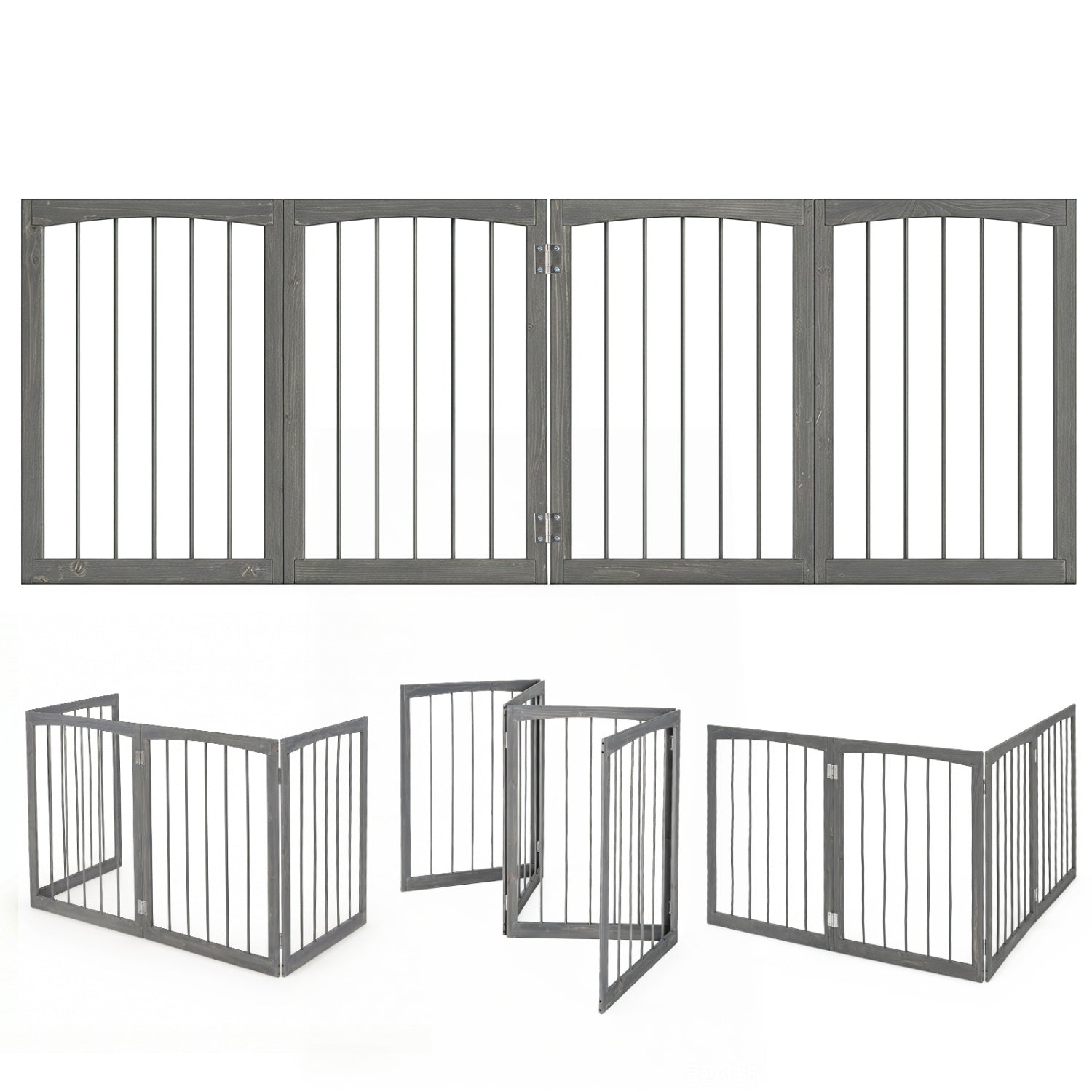 83 inch L x 30 inch H Dog Gate 4-Panel Wooden Pet Fence for Indoor - view 4