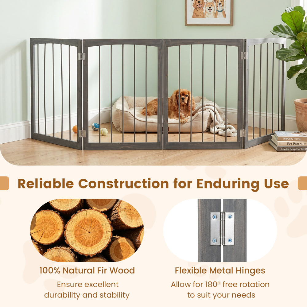 83 inch L x 30 inch H Dog Gate 4-Panel Wooden Pet Fence for Indoor - view 7