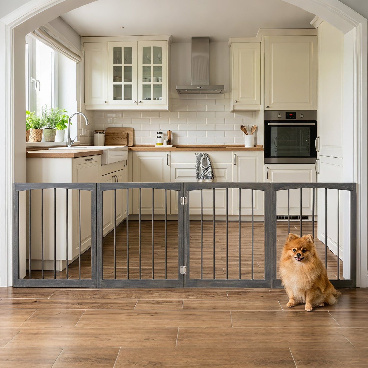 83 inch L x 30 inch H Dog Gate 4-Panel Wooden Pet Fence for Indoor - view 6
