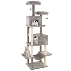 84 Inch Large Cat Tree with 2 Condos and 2 Soft Plush Perches for Indoor Cats