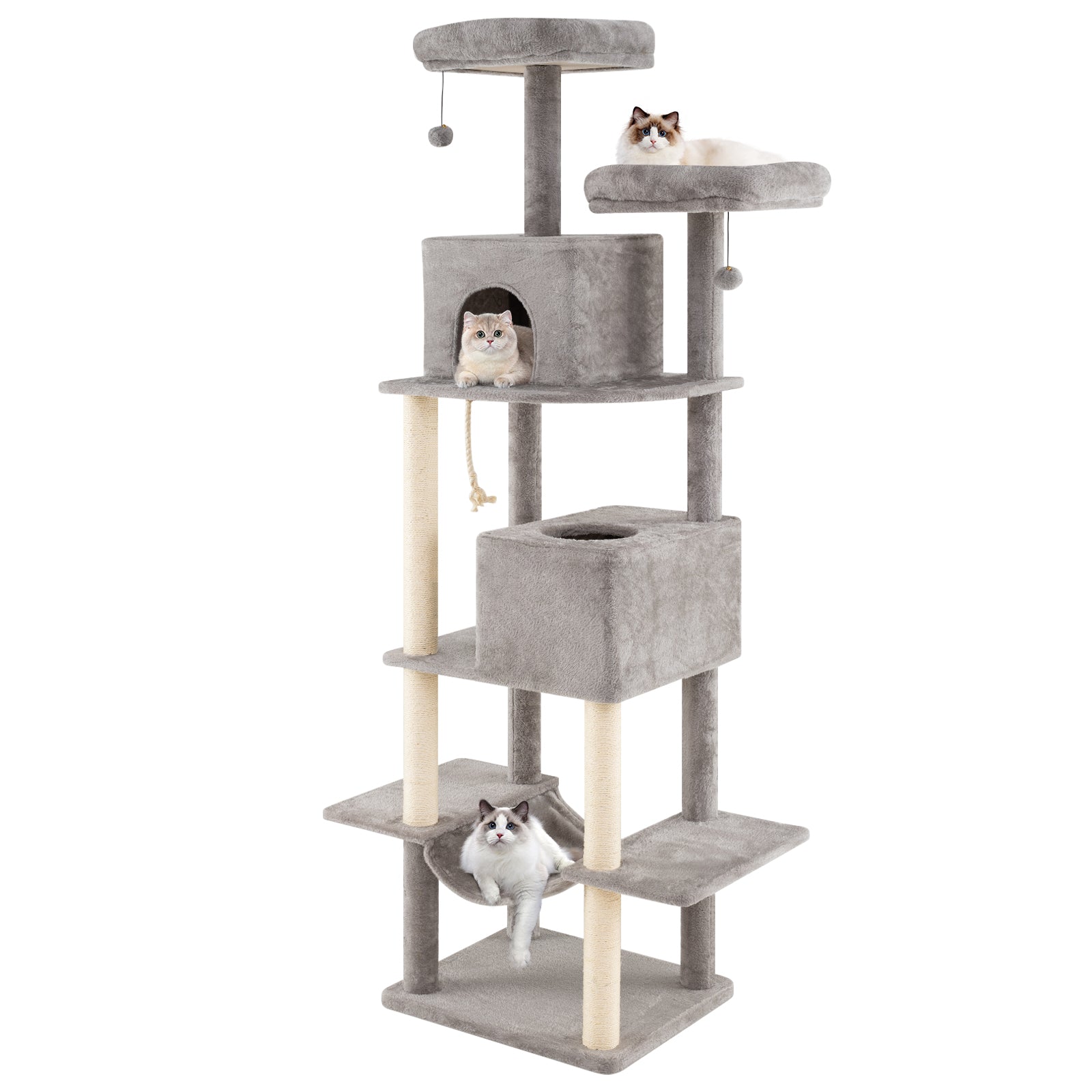 84 Inch Large Cat Tree with 2 Condos and 2 Soft Plush Perches for Indoor Cats - view 4