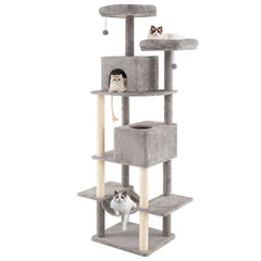 84 Inch Large Cat Tree with 2 Condos and 2 Soft Plush Perches for Indoor Cats - view 4