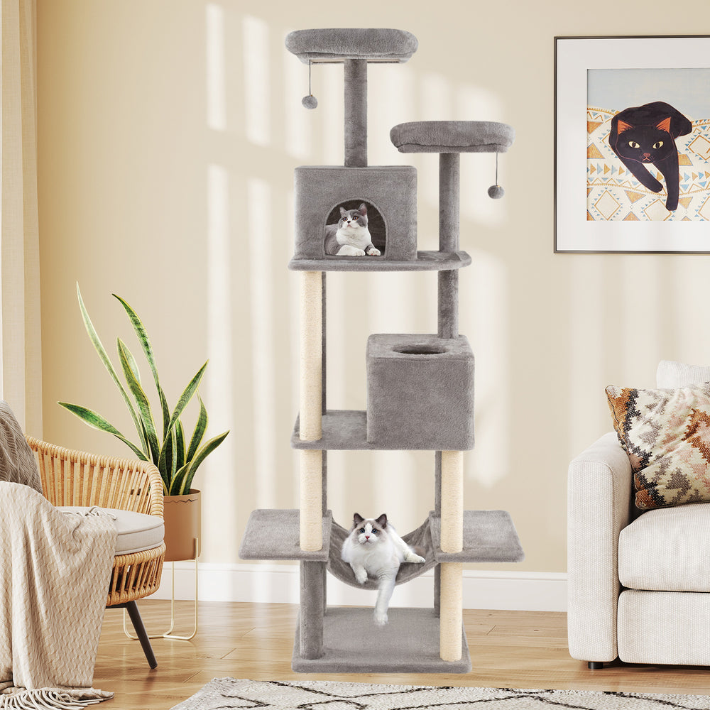 84 Inch Large Cat Tree with 2 Condos and 2 Soft Plush Perches for Indoor Cats - view 3