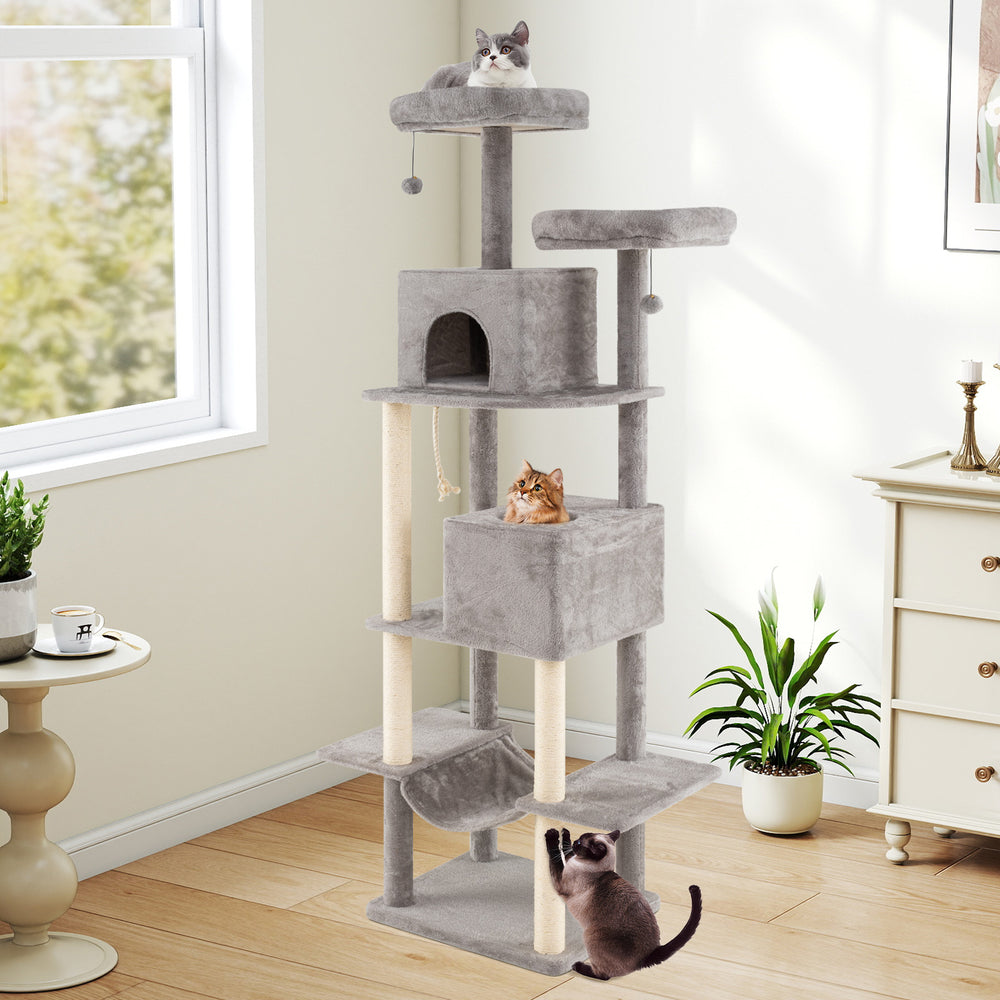 84 Inch Large Cat Tree with 2 Condos and 2 Soft Plush Perches for Indoor Cats - view 2