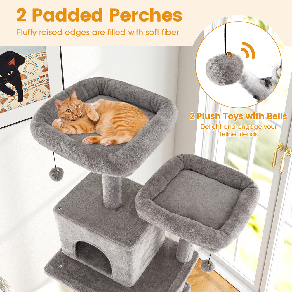 84 Inch Large Cat Tree with 2 Condos and 2 Soft Plush Perches for Indoor Cats - view 7