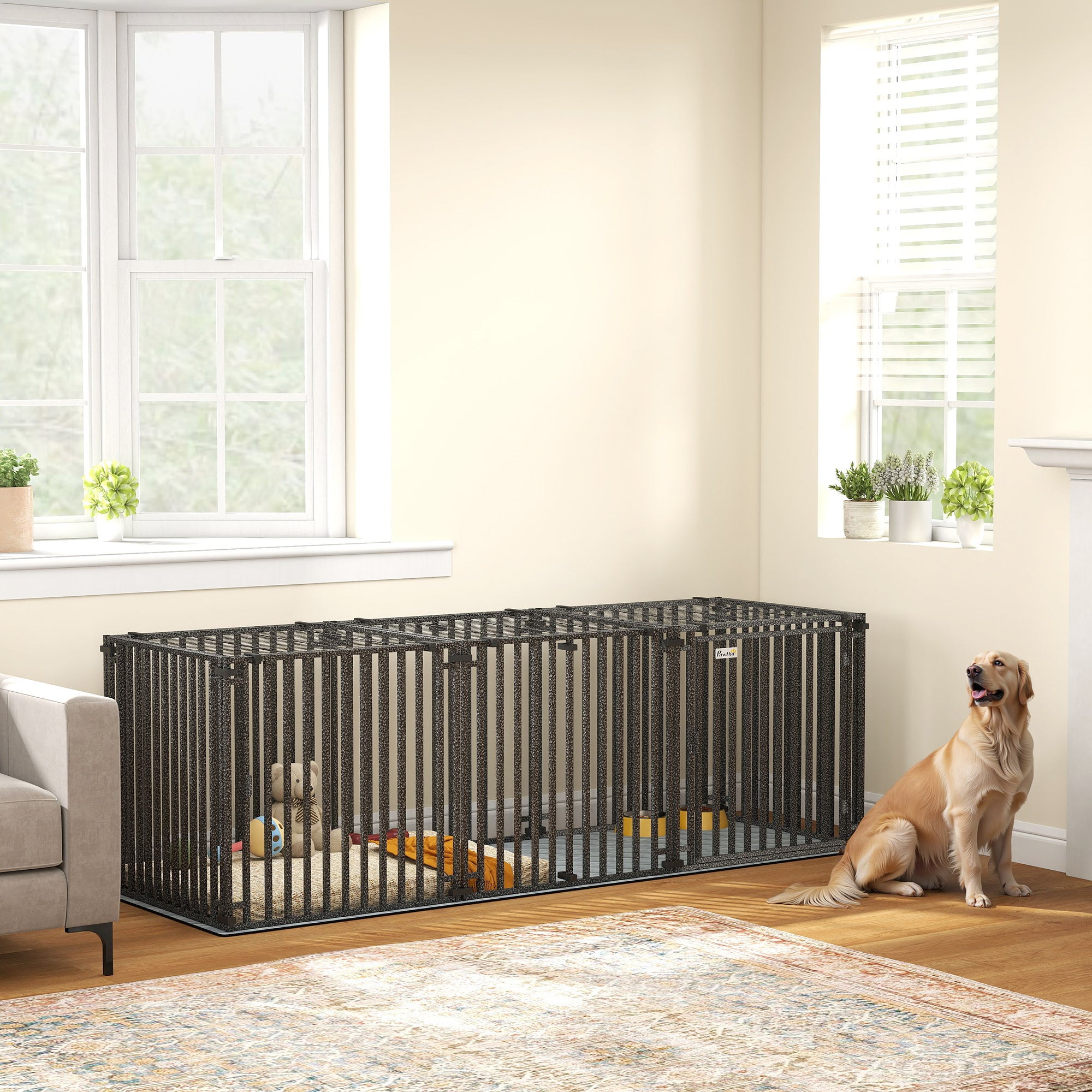 83 Inch Heavy Duty Dog Crate, Extra Large Metal Dog Cage Kennel with Mat - view 7