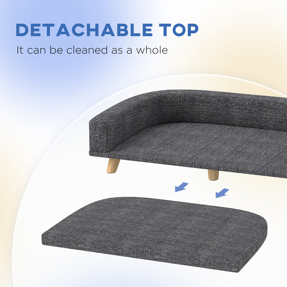 Dog Sofa for Large Dogs with Washable Cover, Anti-slip Foot Pads, Dark Dog Sofa - view 4