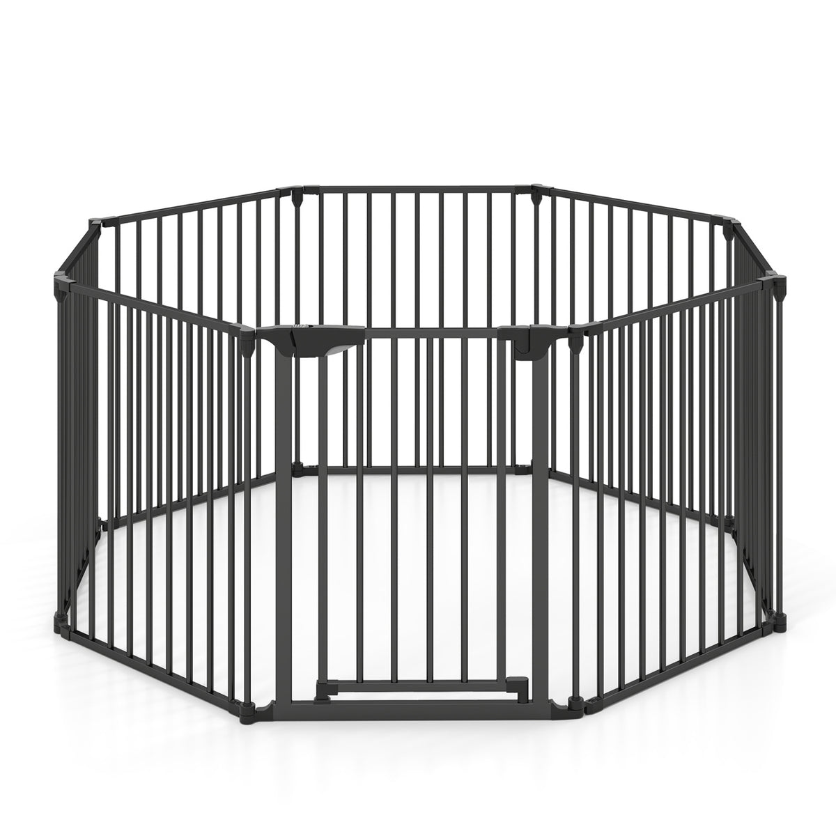 8-Panel Extra Wide Baby Gate Adjustable Pet Safety Fence with Auto-close Door