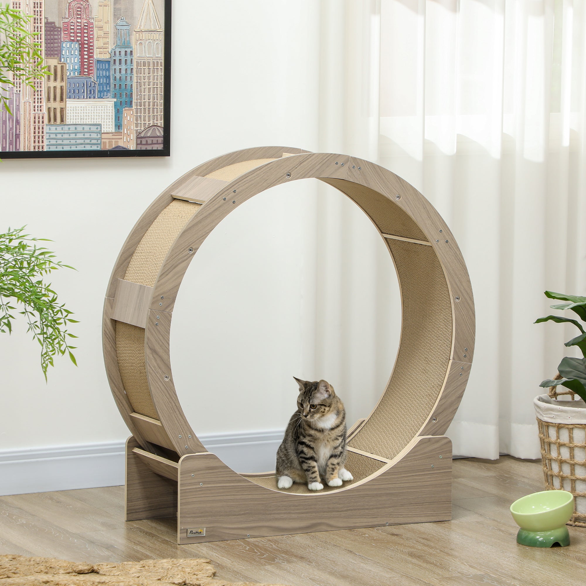 36" Cat Wheel for Indoor Cats with Brake, Scratching Pads Cat Furniture - view 7