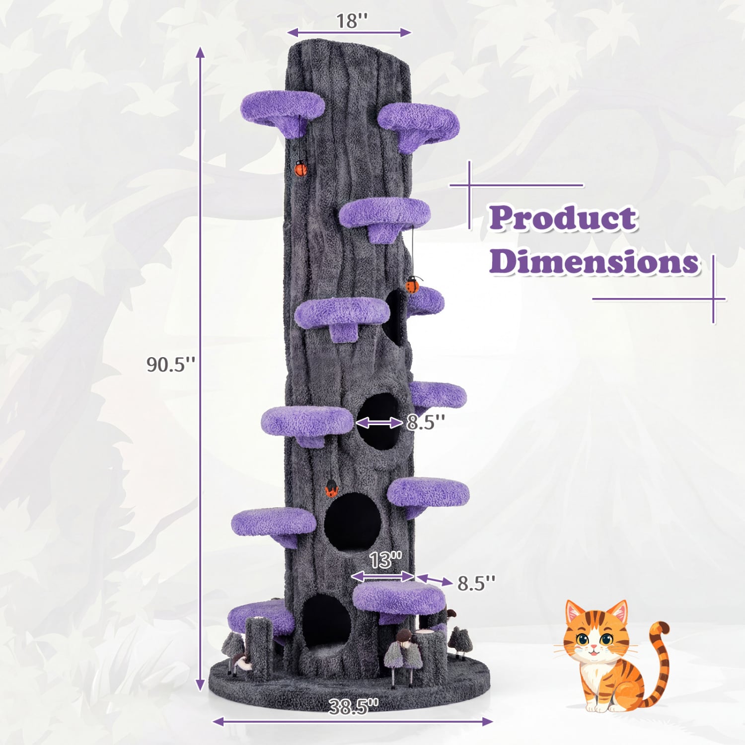 90.5 Inch Tall Multifunctional Cat Tree with Private Condos for Indoor Cats - view 4