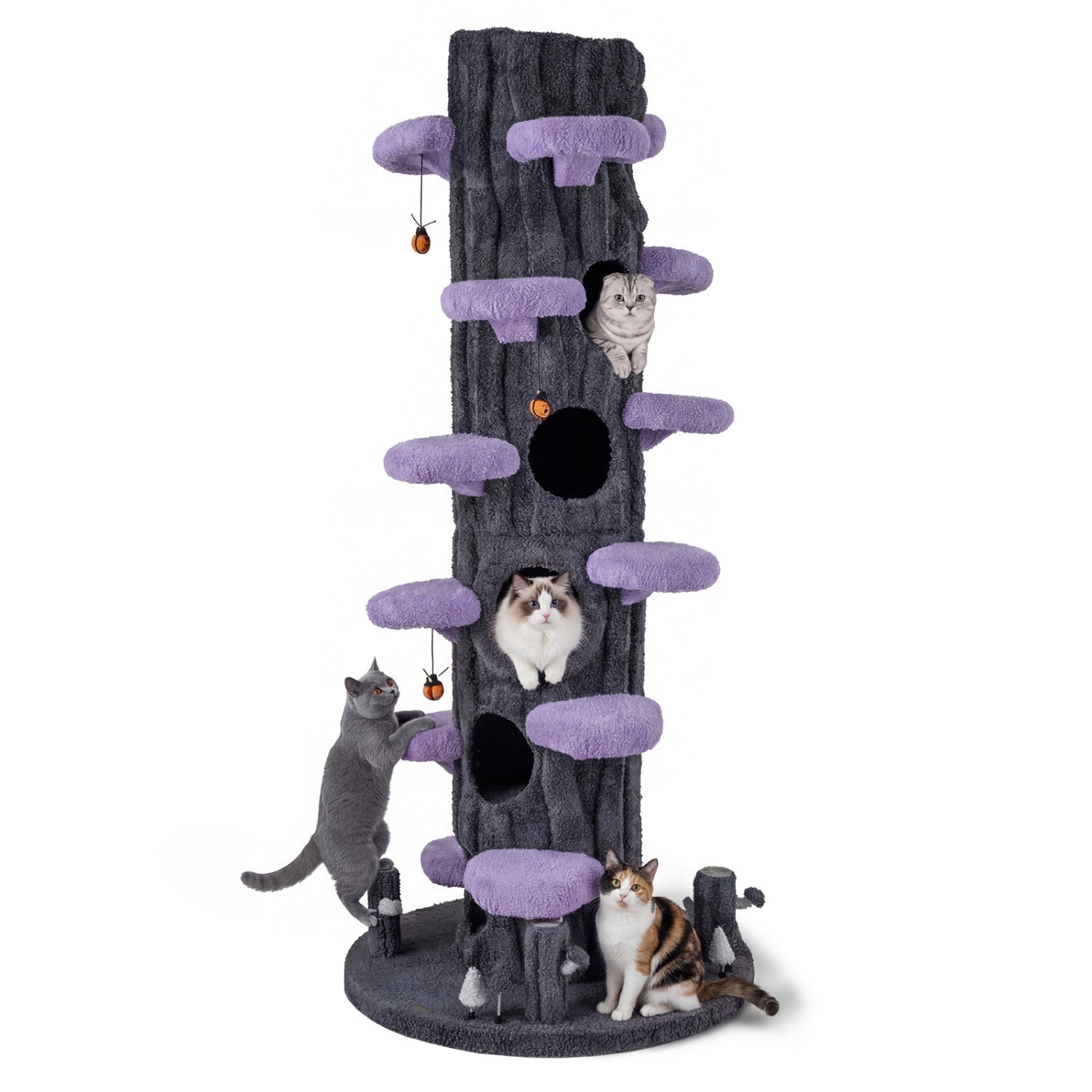 90.5 Inch Tall Multifunctional Cat Tree with Private Condos for Indoor Cats