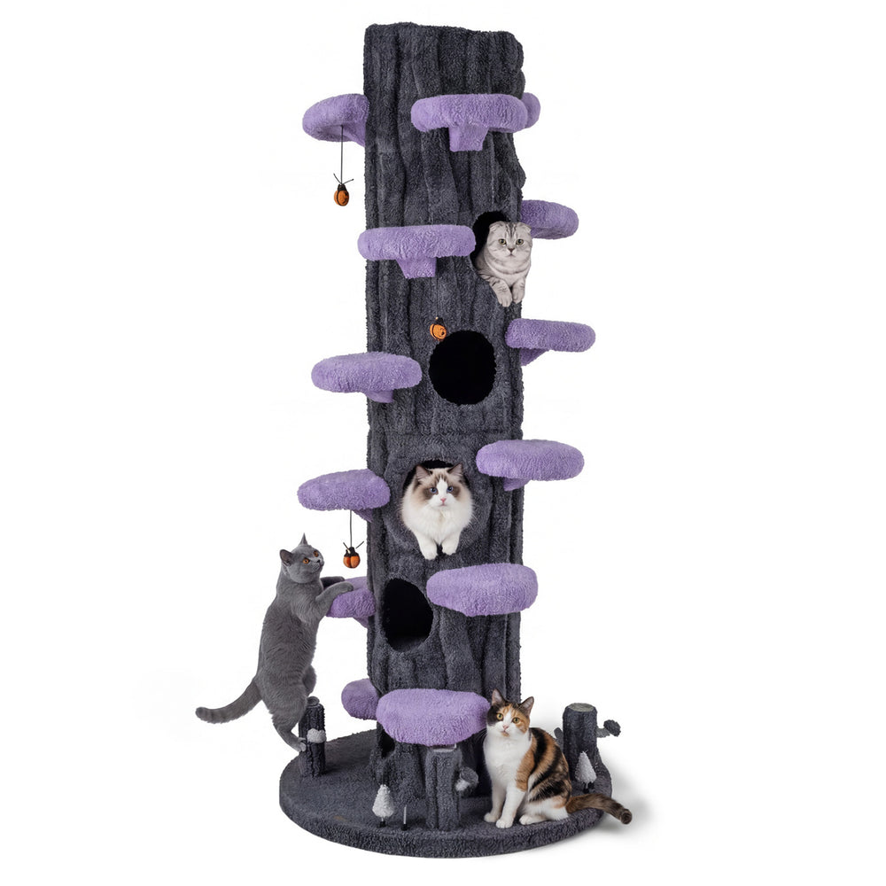 90.5 Inch Tall Multifunctional Cat Tree with Private Condos for Indoor Cats