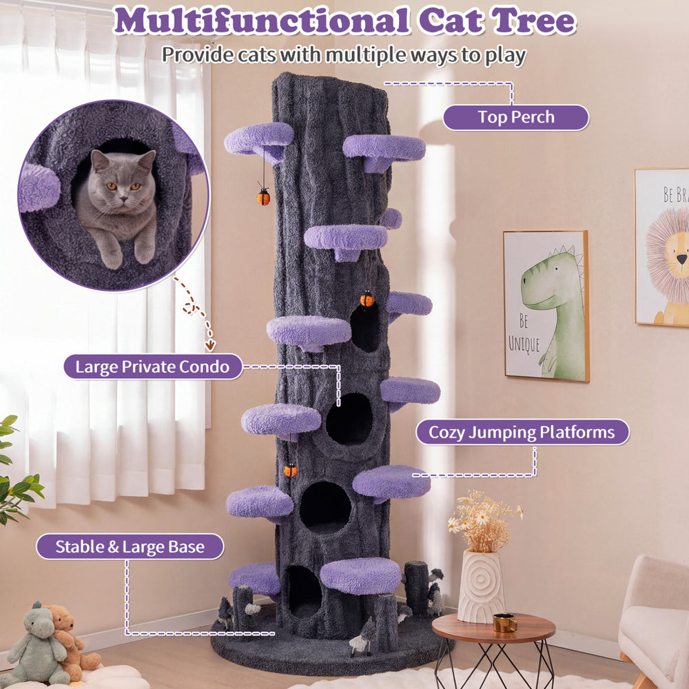 90.5 Inch Tall Multifunctional Cat Tree with Private Condos for Indoor Cats - view 5