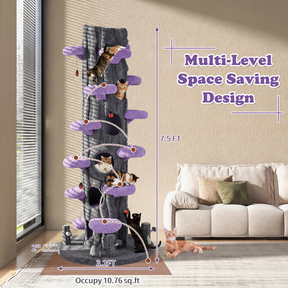 90.5 Inch Tall Multifunctional Cat Tree with Private Condos for Indoor Cats - view 6