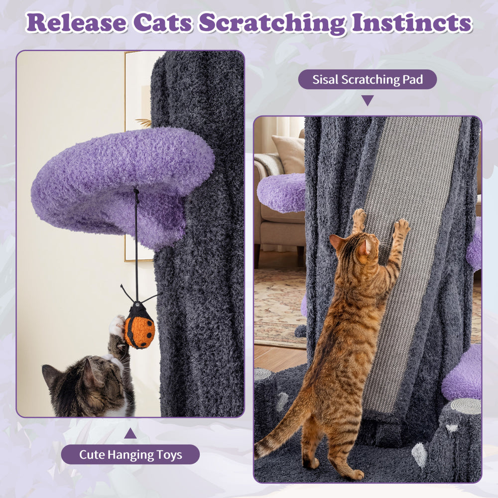 90.5 Inch Tall Multifunctional Cat Tree with Private Condos for Indoor Cats - view 7