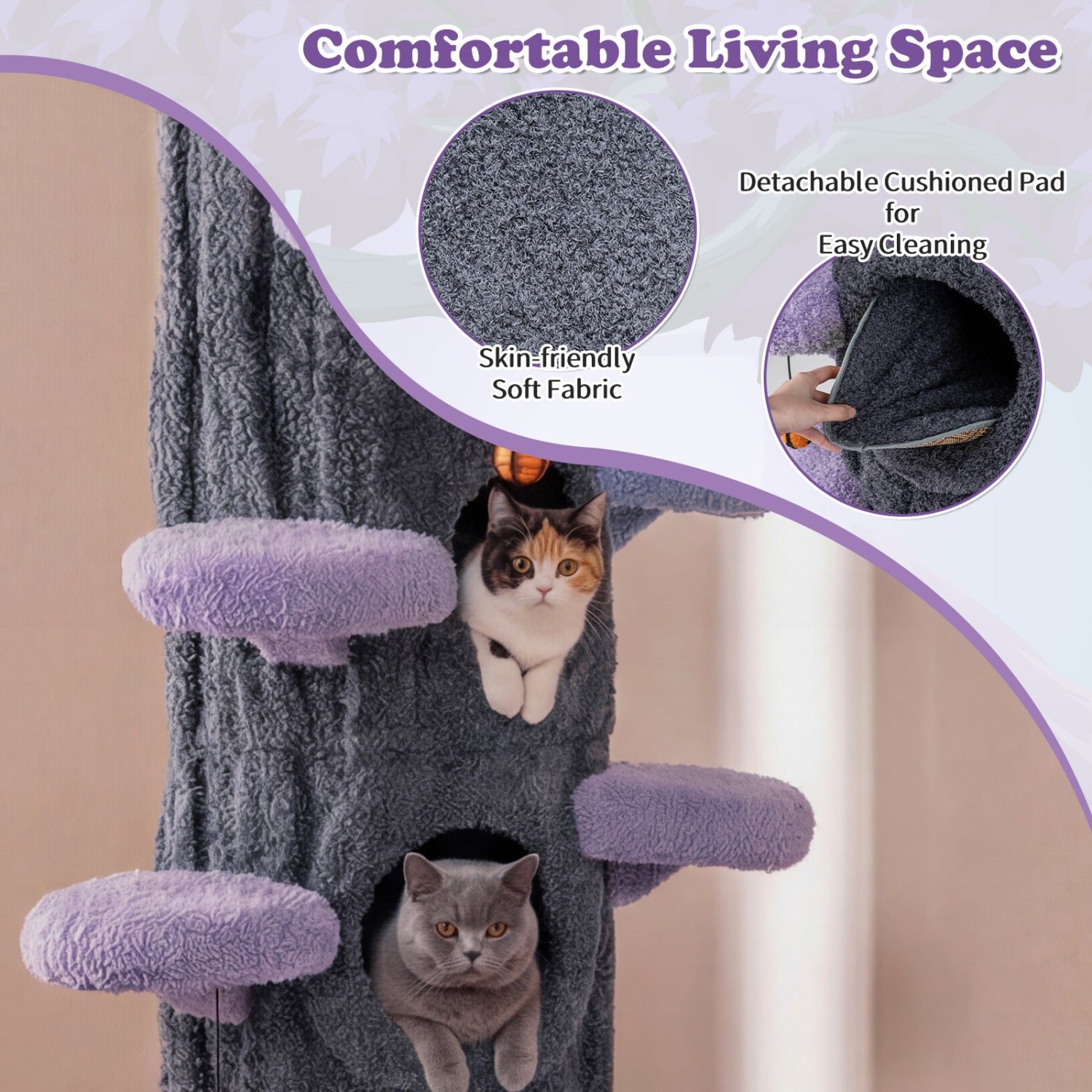 90.5 Inch Tall Multifunctional Cat Tree with Private Condos for Indoor Cats - view 8