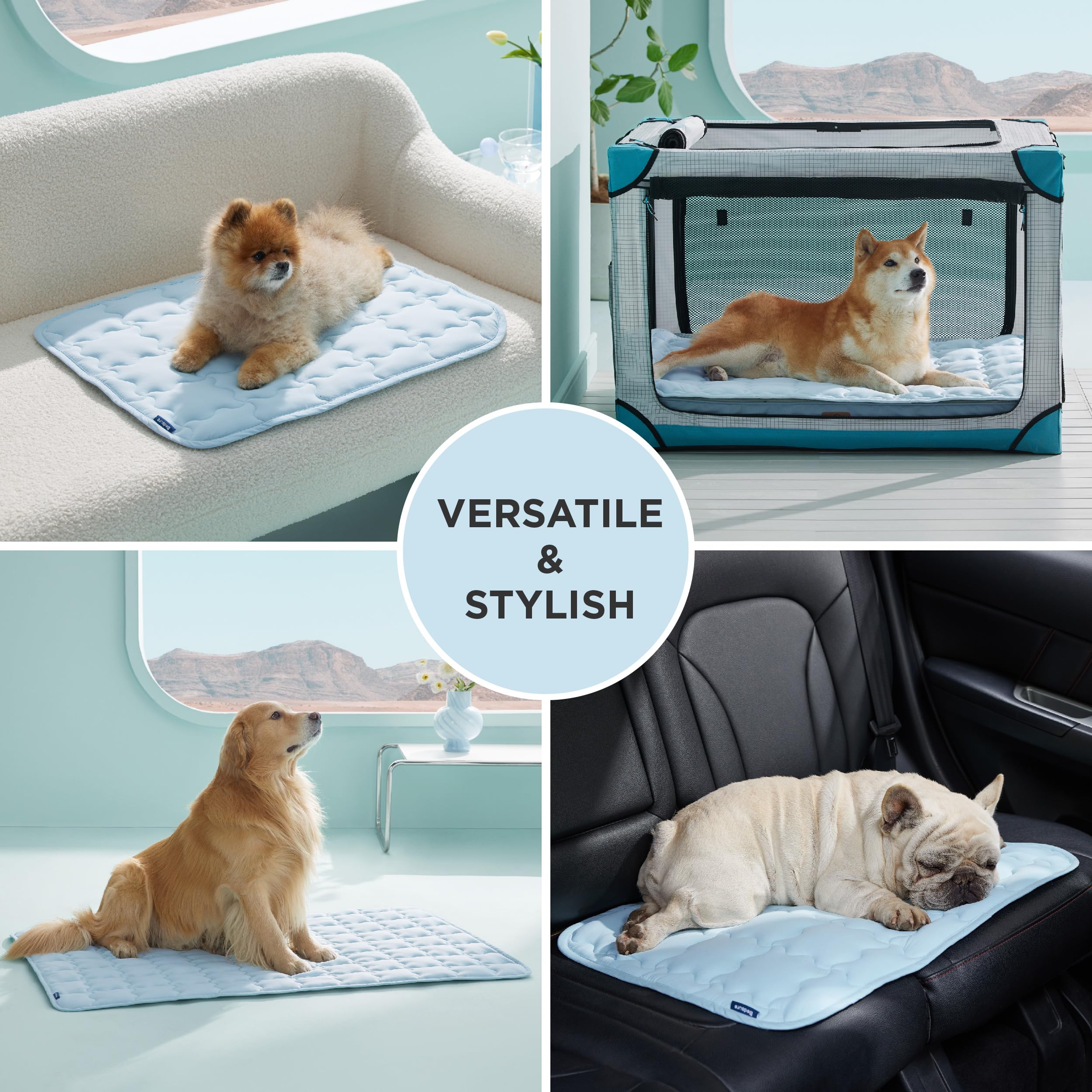 Bedsure Dog Cooling Mat 104 x 71 cm | XL Q-Max>0.5 Washable Pet Cooling Pad - feature view 7