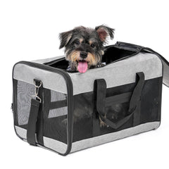 Conlun Airline-Approved Cat Carrier | Soft-Sided with Safety Leash, 15 lb - 51L x 29W x 31H cm / Grey