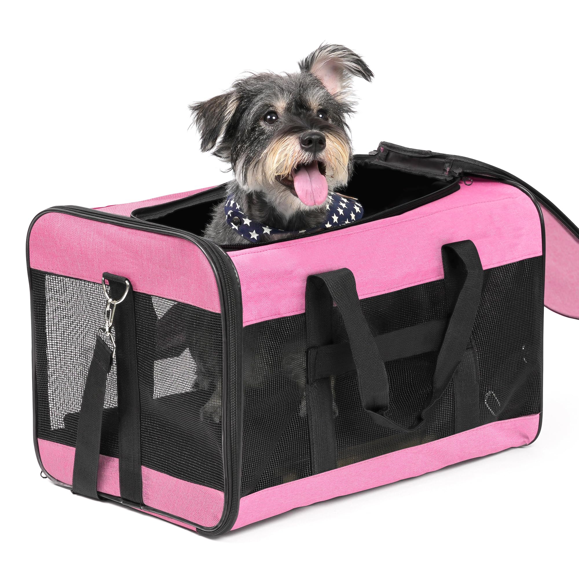 Conlun Airline-Approved Cat Carrier | Soft-Sided with Safety Leash, 15 lb - 51L x 29W x 31H cm / Pink