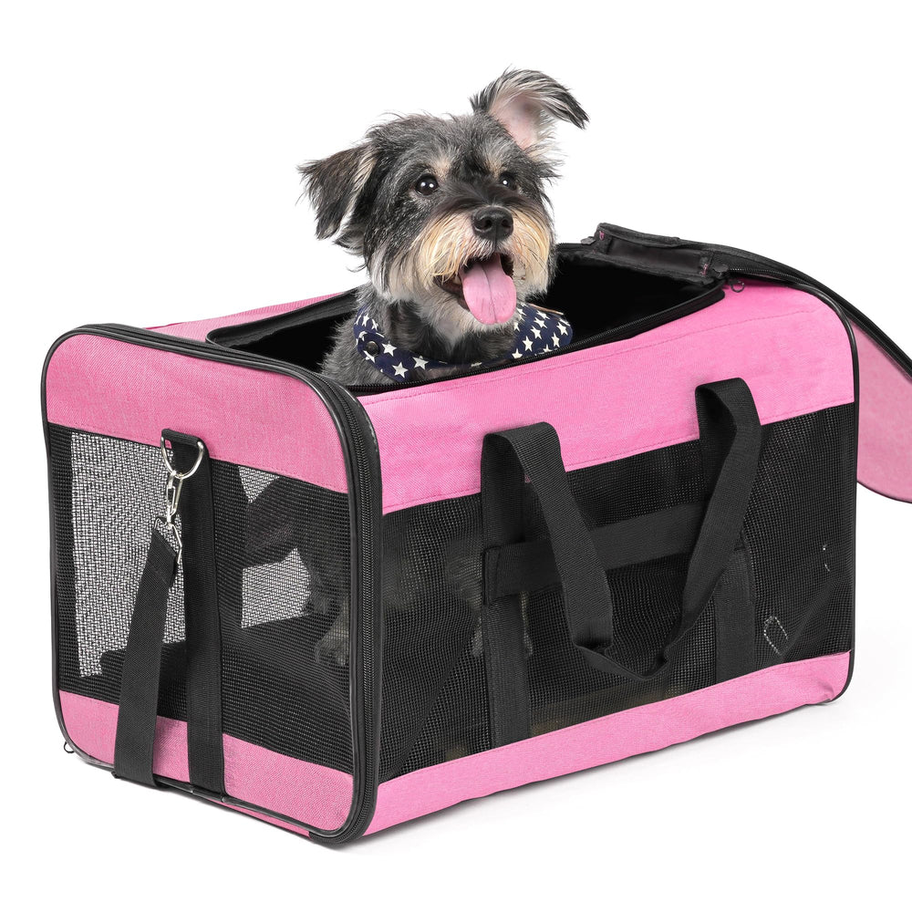 Conlun Airline-Approved Cat Carrier | Soft-Sided with Safety Leash, 15 lb - 51L x 29W x 31H cm / Pink