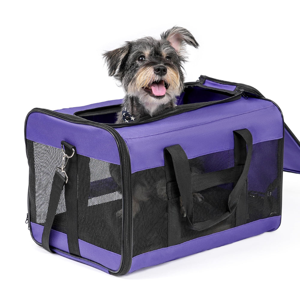 Conlun Airline-Approved Cat Carrier | Soft-Sided with Safety Leash, 15 lb - 51L x 29W x 31H cm / Purple