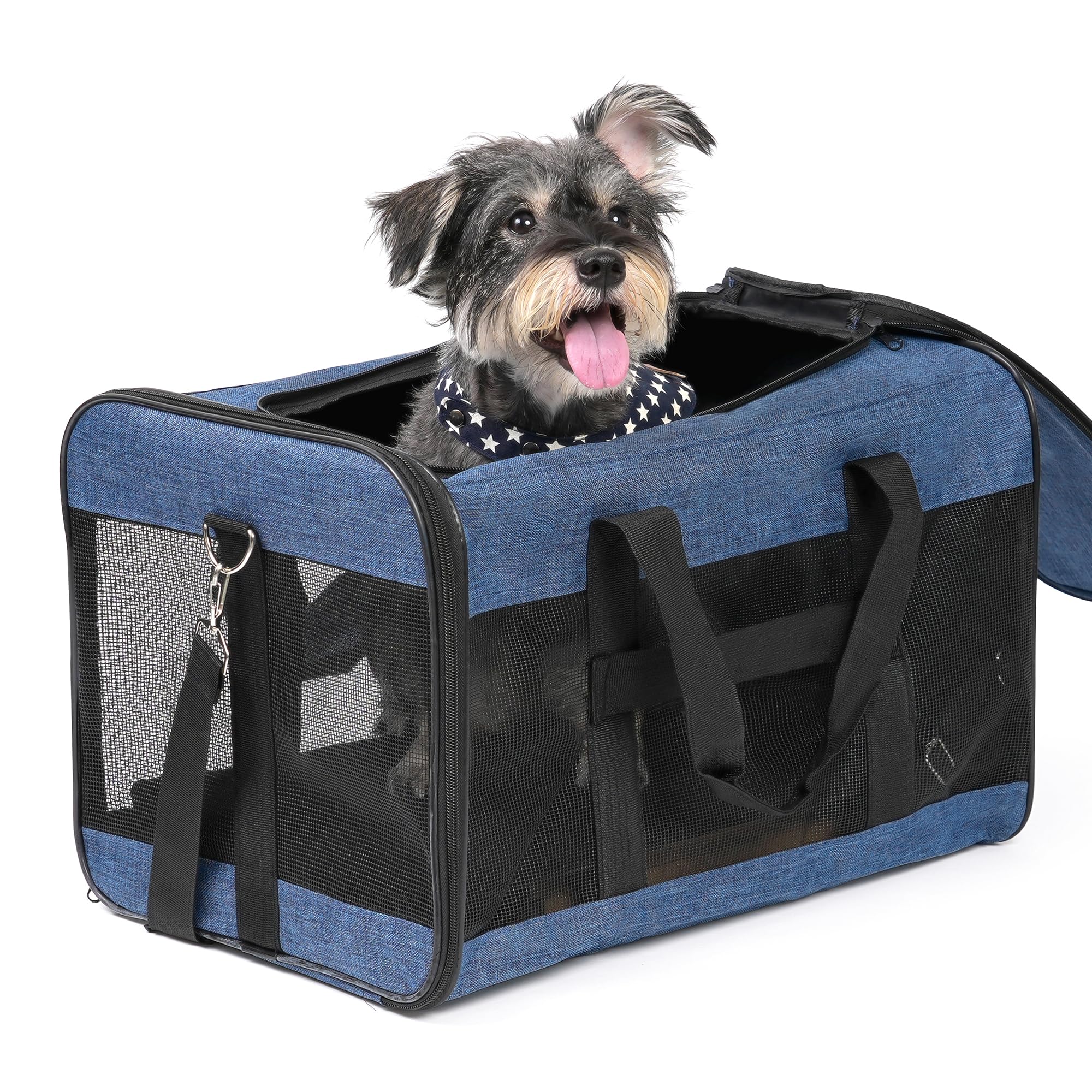 Conlun Airline-Approved Cat Carrier | Soft-Sided with Safety Leash, 15 lb - 51L x 29W x 31H cm / Blue