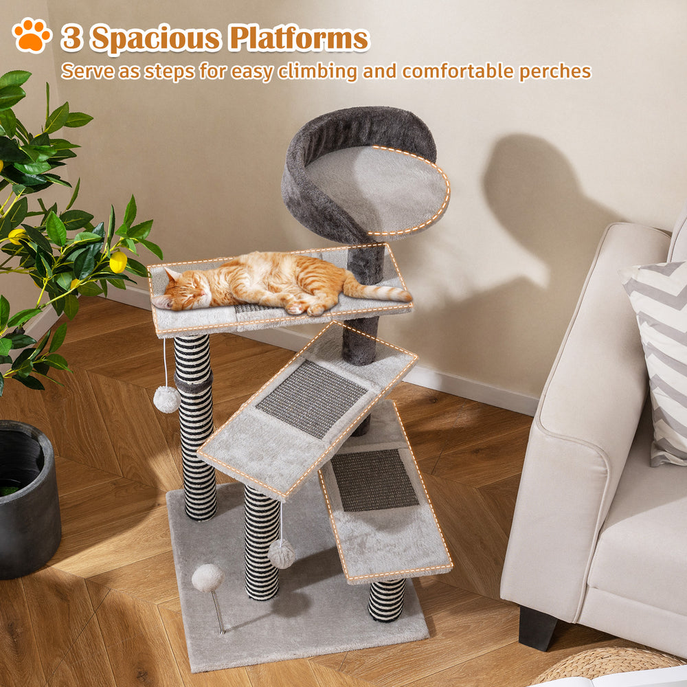 93 CM Tall Cat Tree Kitten Tower with Sisal and Jute Scratching Posts - view 7