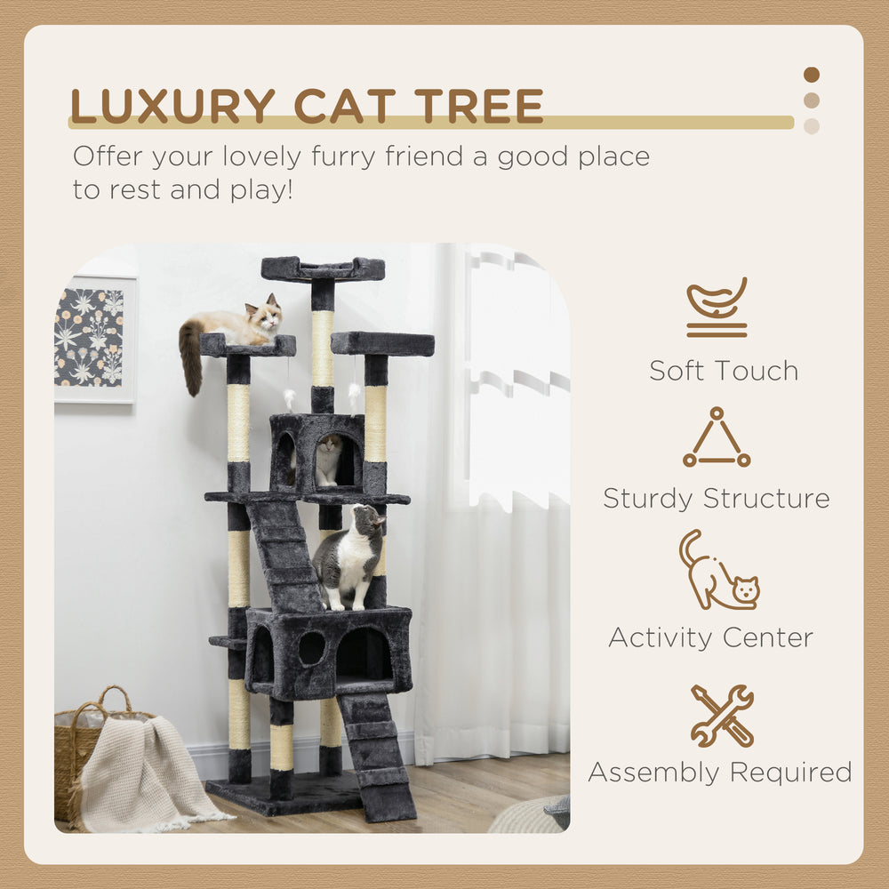 68-inch Multi-Level Cat Scratching Tree Kitty Activity Center Post Tower Condo - view 3