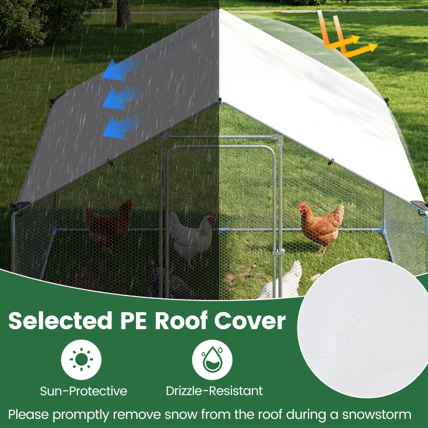 9.8 x 6.7 Feet Large Metal Chicken Coop with Waterproof Cover - view 5