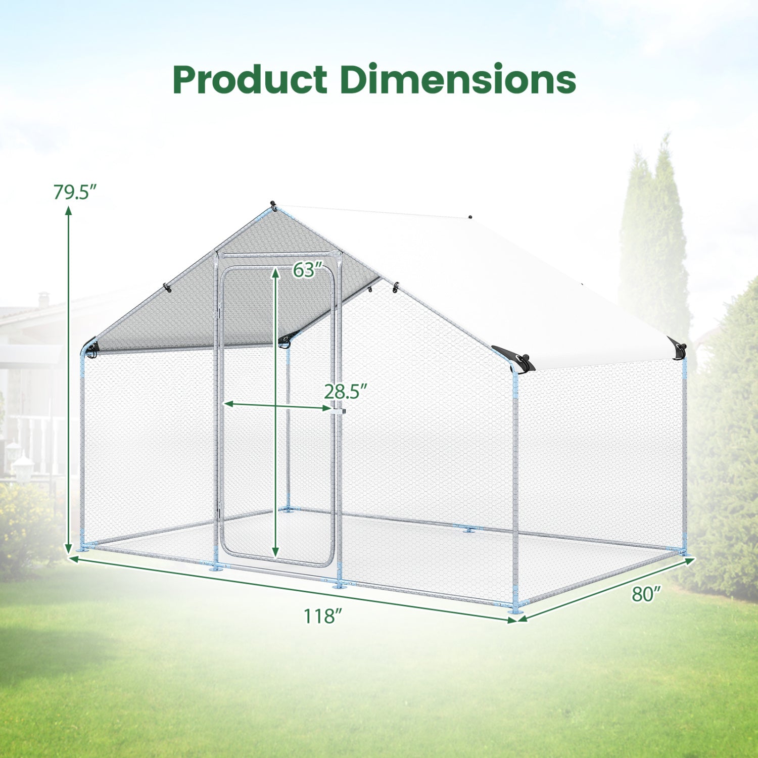 9.8 x 6.7 Feet Large Metal Chicken Coop with Waterproof Cover - view 4