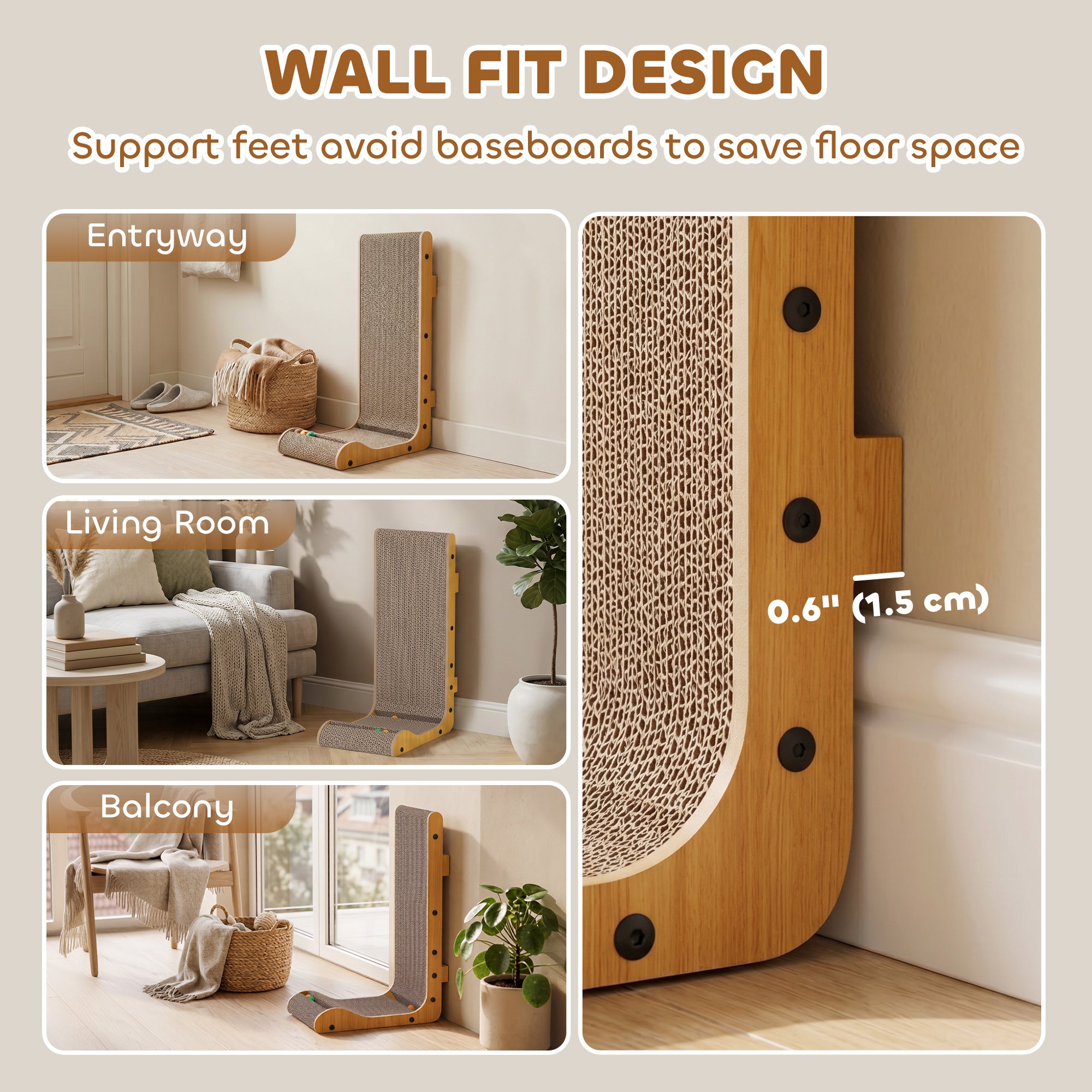 2PCS Cat Scratching Board L Shape Cat Scratcher Cat Scratching Pad with 3 Toy - view 4
