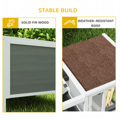 Rabbit Hutch, Wooden Guinea Pig Cage with Run, Openable Top, Pull Out Tray - view 4