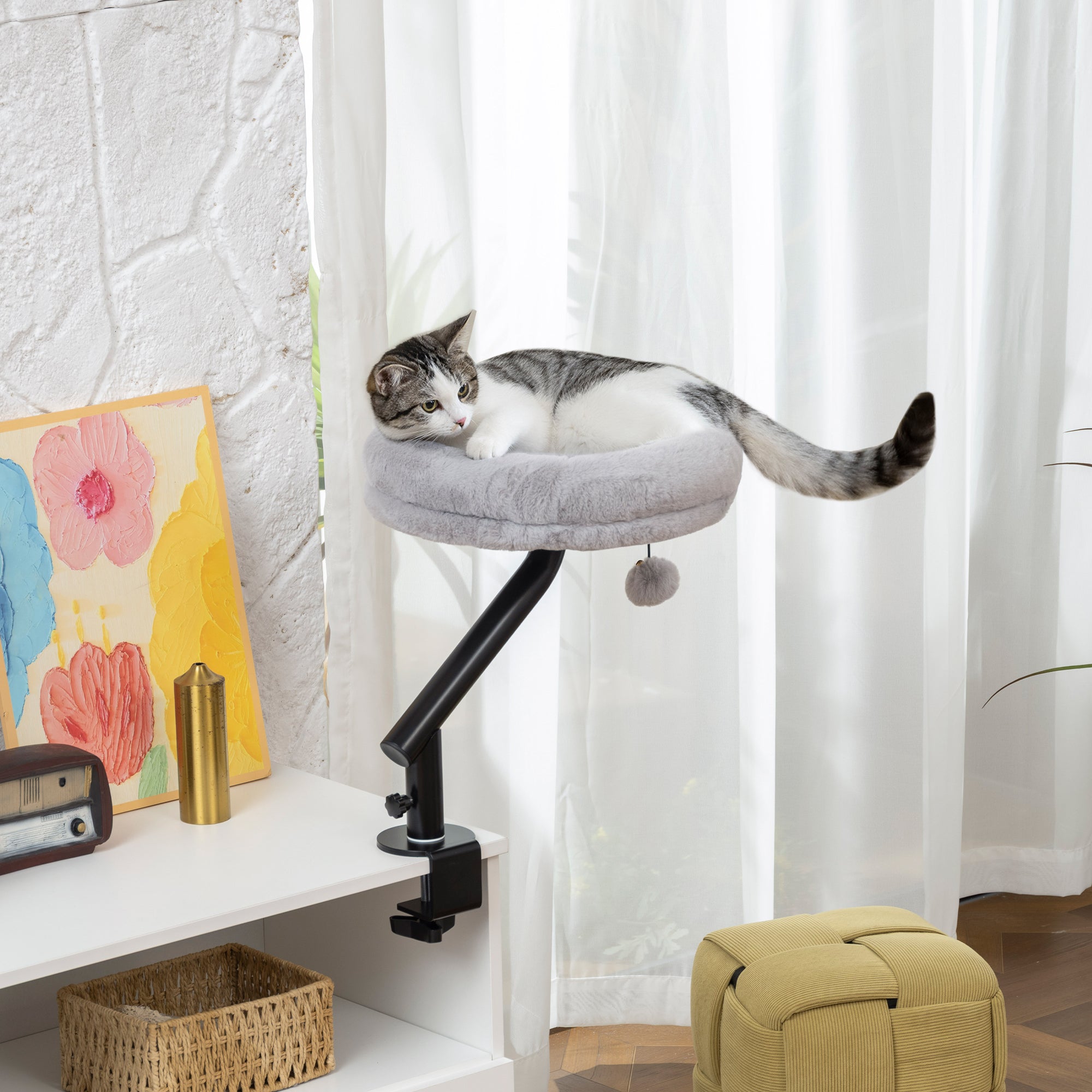 Cat Desk Bed 360 deg Rotatable Adjustable Height for Home Office Work Window - view 7
