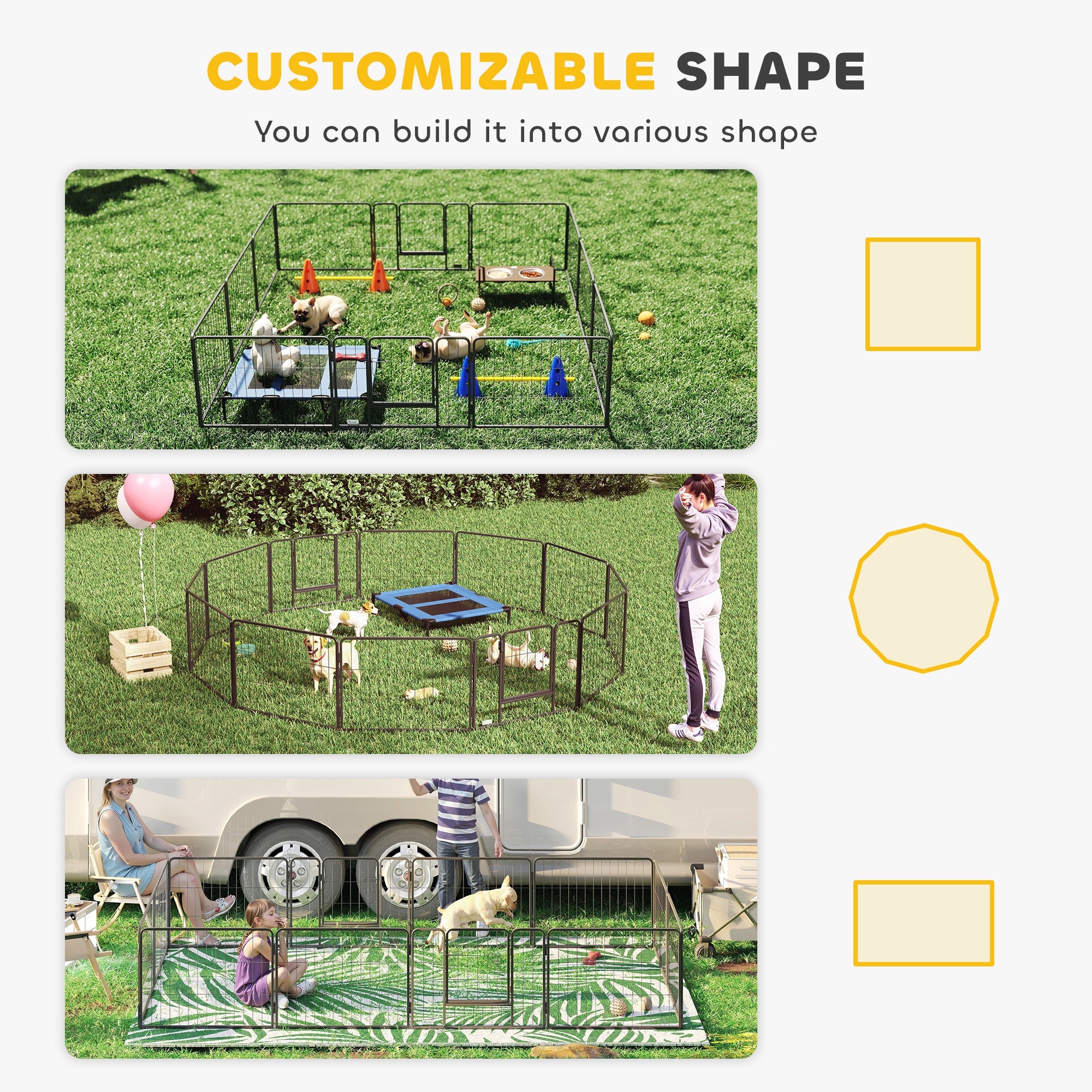 Dog Playpen, 31.5"W Heavy-Duty Metal Puppy Play Pen, Pet Exercise Fences - view 3