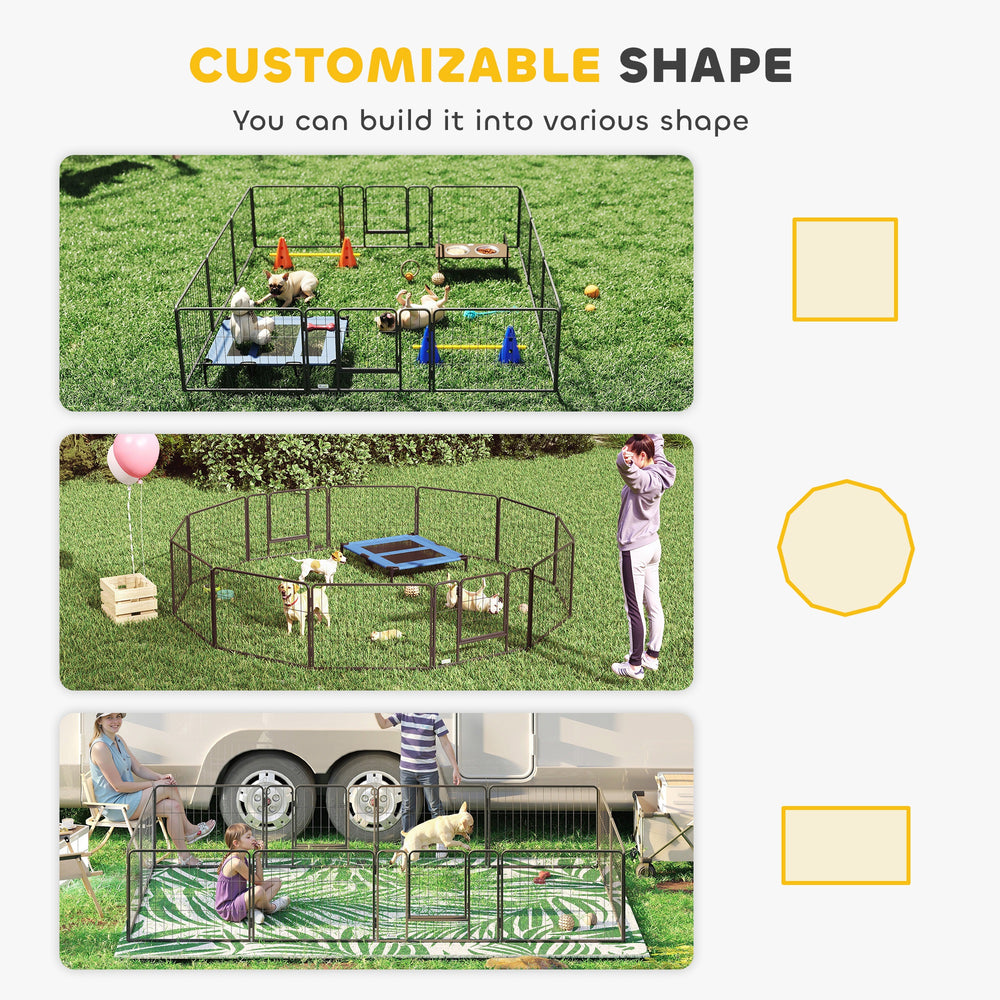 Dog Playpen, 31.5"W Heavy-Duty Metal Puppy Play Pen, Pet Exercise Fences - view 3