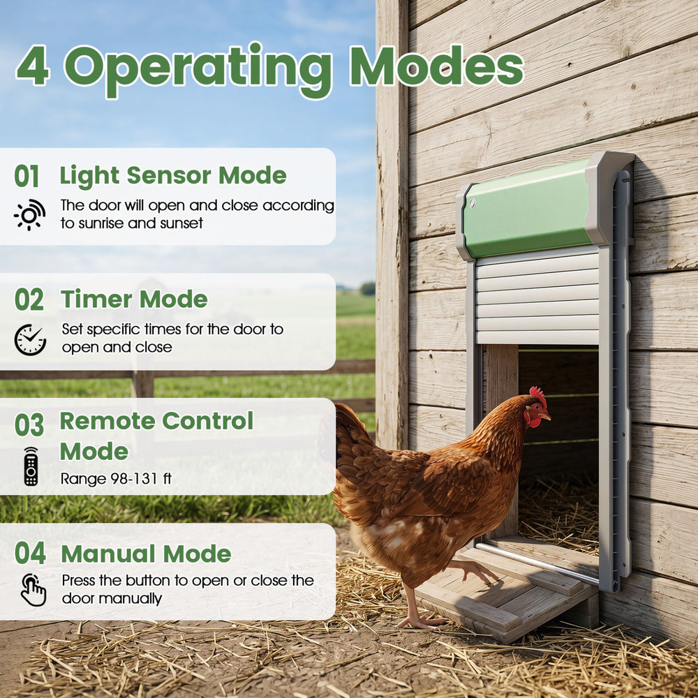 Automatic Chicken Coop Door with Remote Control and Light Sensor Timer - view 6