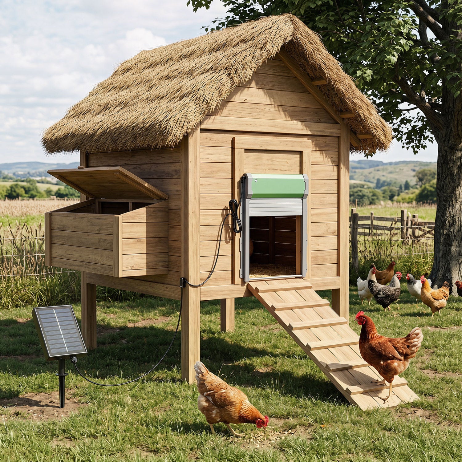 Automatic Chicken Coop Door with Remote Control and Light Sensor Timer - view 2