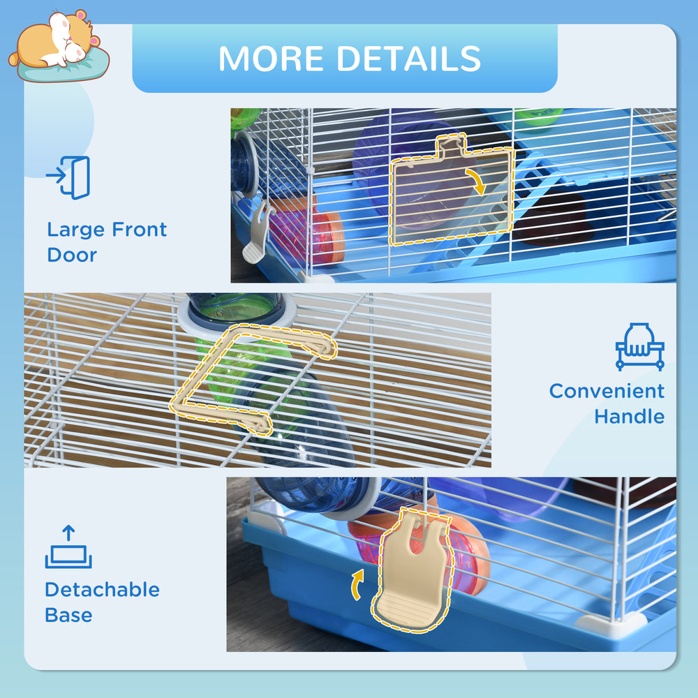 18"L Hamster Cage, Small Animal House, 2-Level Rat Gerbil Haven with Tunnel - view 5
