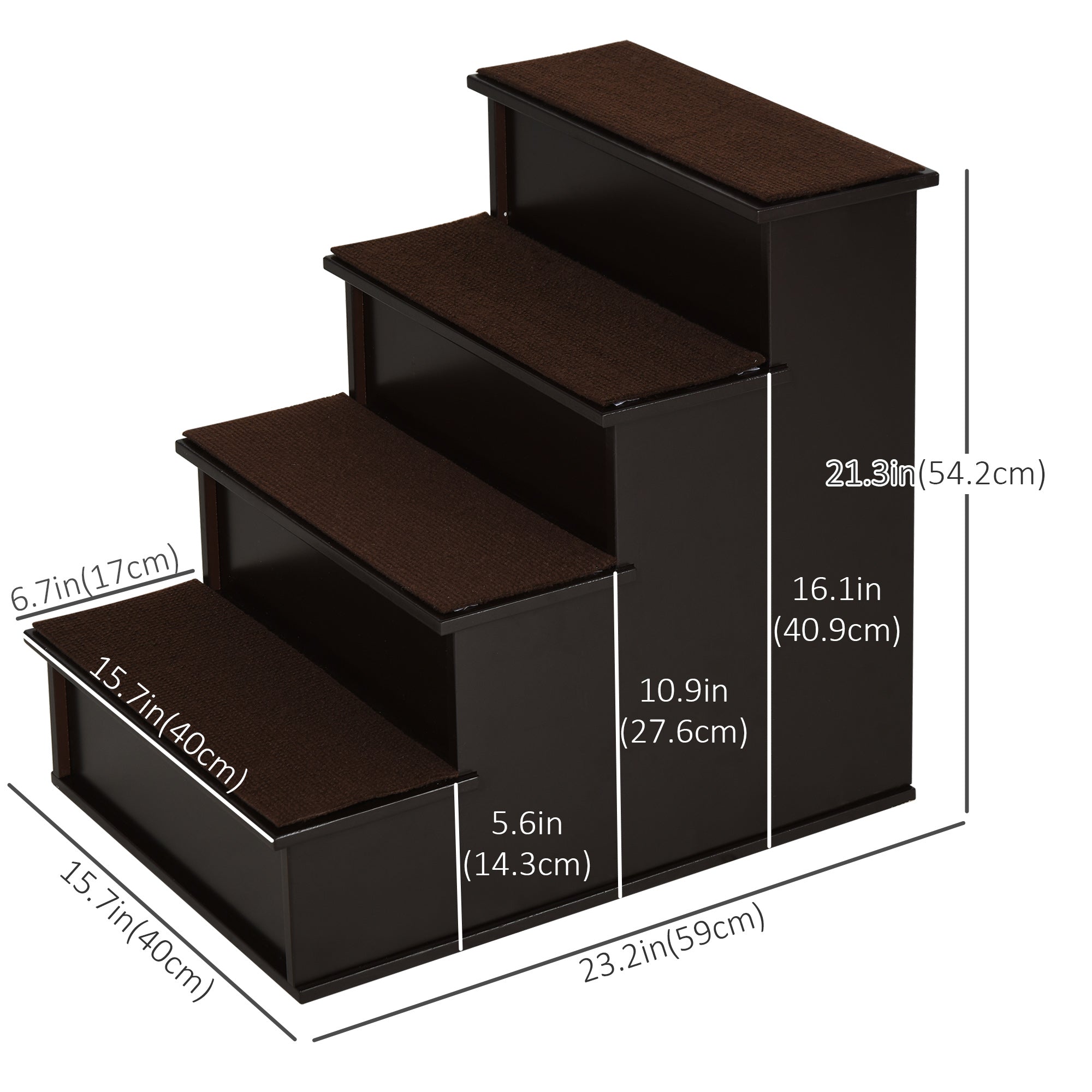 4 Levels Wooden Dog Steps Pet Stairs for High Bed, Cat Ladder for Bed Couch - view 2