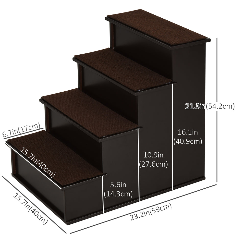 4 Levels Wooden Dog Steps Pet Stairs for High Bed, Cat Ladder for Bed Couch - view 2