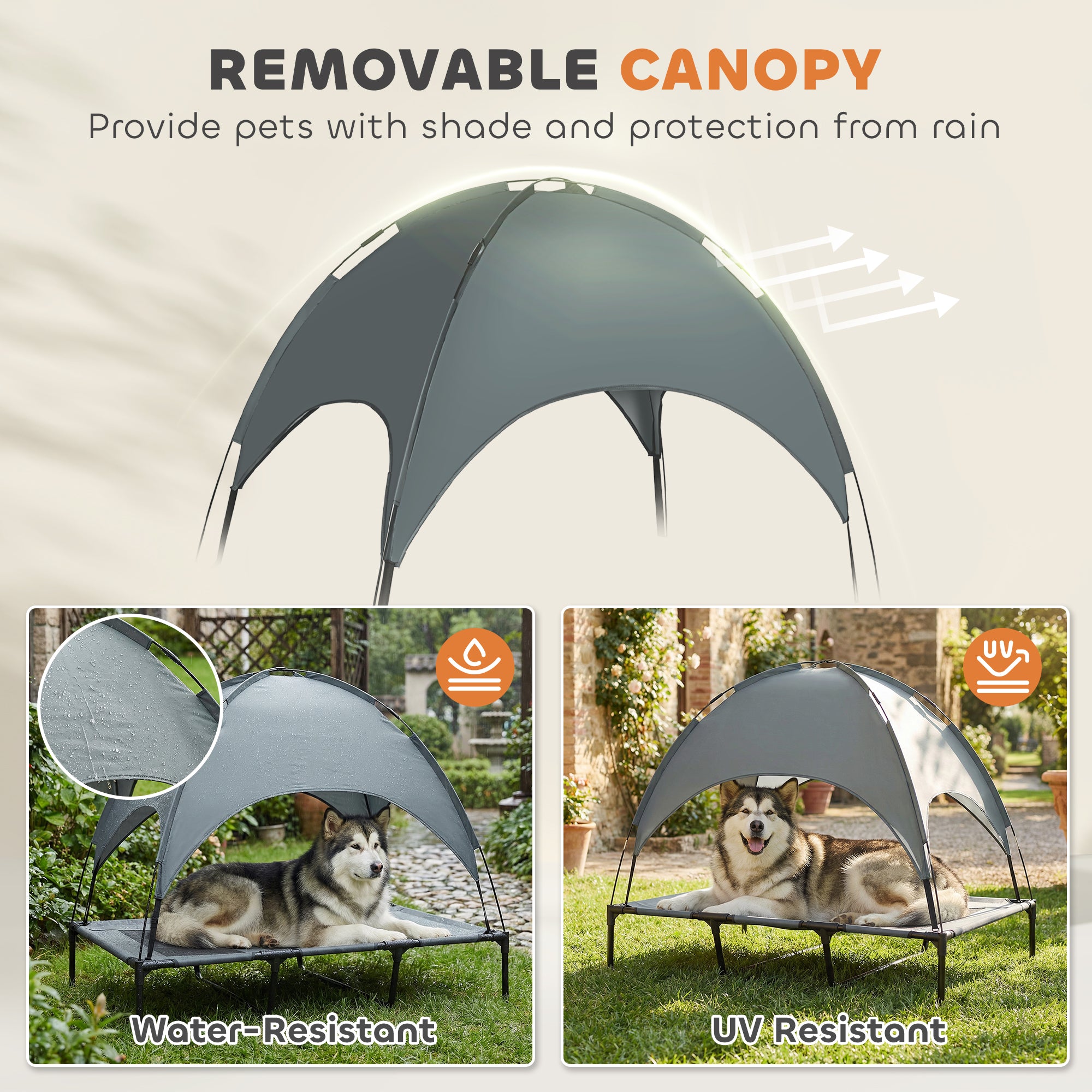 Elevated Dog Bed with Canopy, Portable Raised Dog Cot for XL Sized Dogs, Indoor - view 4